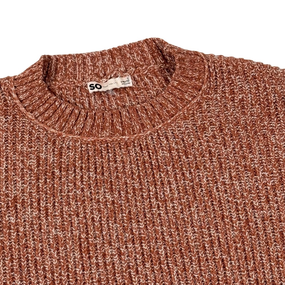 SO Sweater Womens Small Rust Brown Marled Knit Crewneck Long Sleeve Pullover
